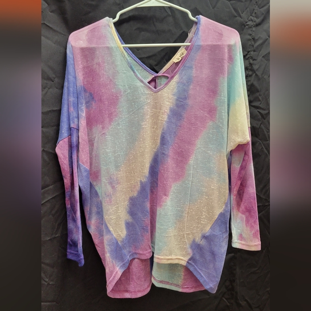 Purple Tie Dye Sheer Sweater - La Miel - Small